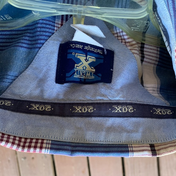 Wrangler Twenty X Long Sleeve Button Down Shirt Plaid Blue Yellow Size XL Men’s - Picture 8 of 12